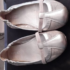 Coach Metallic Silver and Light Taupe Ballet Flats